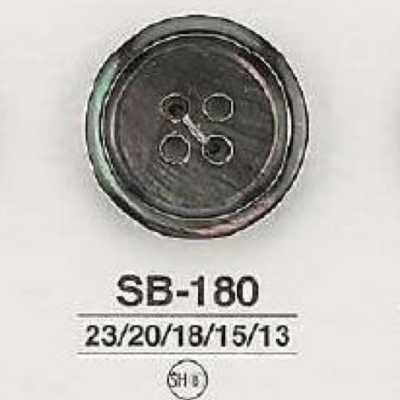 SB180 검은 마더오브펄(자개)제 앞면 4구멍 단추