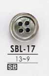SBL17 검은 마더오브펄(자개)제 앞면 4구멍 단추 무색