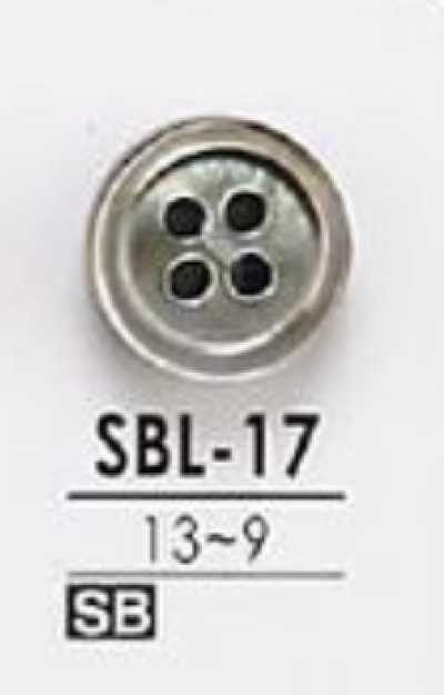 SBL17 검은 마더오브펄(자개)제 앞면 4구멍 단추 무색