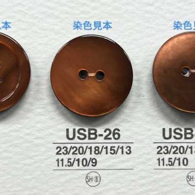 USB26 천연 소재 염색 흑진주조개제 앞 2홀 광택 단추