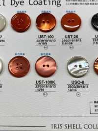 UST100K 천연 소재 염색 표 구멍 2 구멍 조개 쉘 광택 단추 IRIS 서브 사진