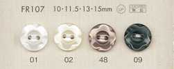 FR107 DAIYA BUTTONS 조개 느낌 폴리에스테르 단추(꽃무늬)