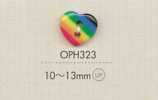 OPH323 DAIYA BUTTONS 하트 모양 폴리에스테르 단추(레인보우)