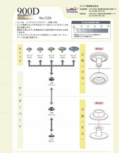 1526 900D 도트 단추 캡 톱 파츠