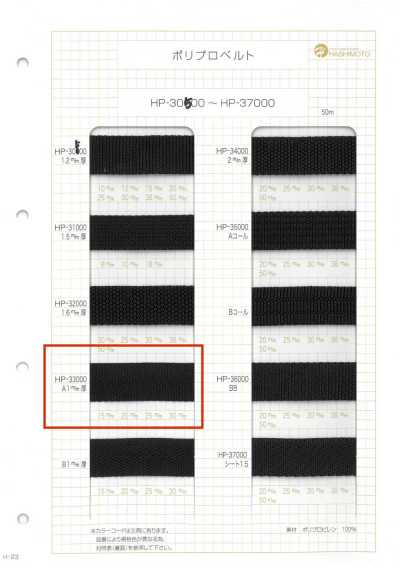 HP33000-A HP33000 A1mm 두께 폴리프로 벨트