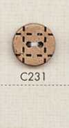 C231 천연 소재 2 구멍 스티치 스타일 나무 단추