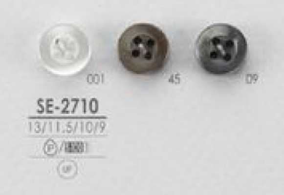 SE-2710 심플 조개풍 셔츠·블라우스용 4구멍 폴리에스테르 단추