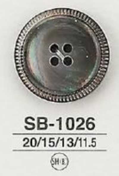 SB-1026 흑 마더오브펄(자개)제 앞면 4구멍·광택 단추