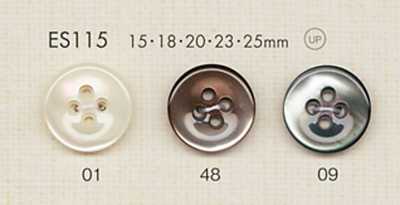 ES115 DAIYA BUTTONS 접시형 4구멍 조개풍 폴리에스테르 단추