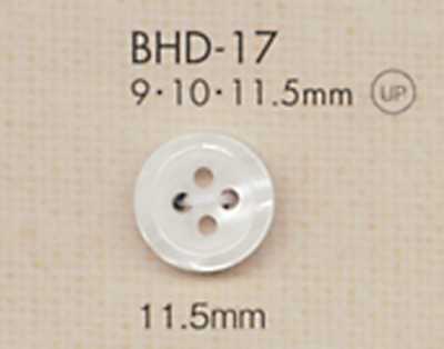 BHD17 DAIYA BUTTONS 충격에 강한 테두리 4구 RIVER 조개껍데기풍 폴리에스테르 단추