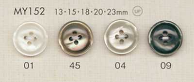 MY152 DAIYA BUTTONS 테두리 네 구멍 조개풍 폴리에스테르 단추