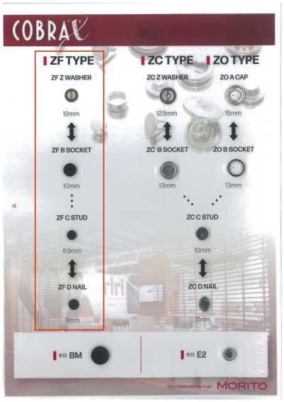 ZF-Z/B/C/D COBRAX® ZF 4SET(장식좌/소켓/스터드/포스트)