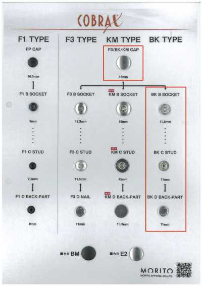 BK-A/B/C/D COBRAX® BK 4세트(CAP/소켓/스터드/포스트)