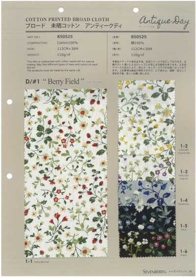 850525 SEVENBERRY® 브로드클로스 무표백 코튼 앤티크디 베리필드