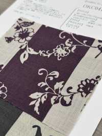 OKC041 60/ 리넨 프린트 노스탤직 플라워 스트라이프[원단] Oharayaseni 서브 사진