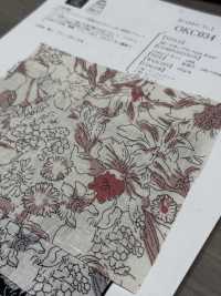 OKC034 60/ 리넨 프린트 라인 플라워[원단] Oharayaseni 서브 사진