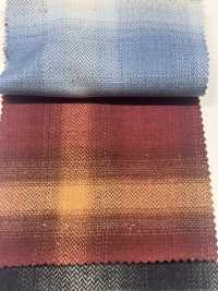 SBT-021 오가닉 트리밍 헨리본 옴브레 체크[원단] 쿠와무라 섬유(KUWAMURA) 서브 사진