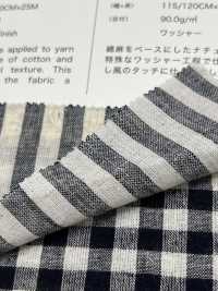 59992 C/L 네티 슬럽 에크루 체크 & 스트라이프[원단] VANCET 서브 사진