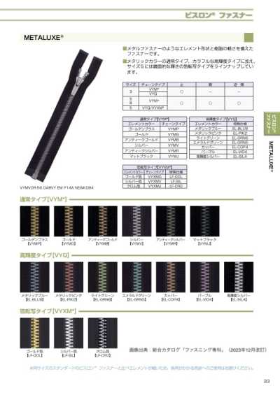 5VYMGMR-OUTLET METALUXE Vislon Zipper 5사이즈 골드 투웨이 지퍼【아울렛】