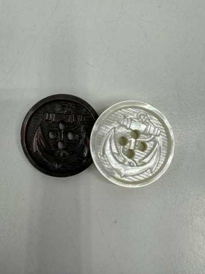 SL-15-4H 국산 슈트·재킷용 천연 조개 단추 닻 무늬