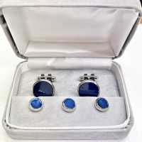 E-4 컬러 코팅 쉘 커프스 &amp; 스터드 네이비 블루[정장 액세서리] 야마모토 (EXCY) 서브 사진