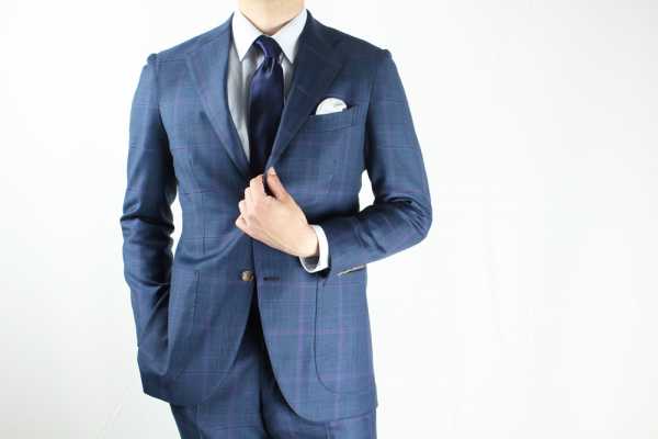 GXPSS1 DORMEUIL 원단 사용 블루 체크무늬 싱글 슈트