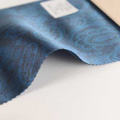 URJ-001 이탈리아 큐 프라 100 % 프린트 안감 페이즐리 무늬 블루 TCS 서브 사진