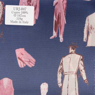 URJ-047 이탈리아산 큐프라 100% 프린트 안감 젠틀맨 무늬 블루