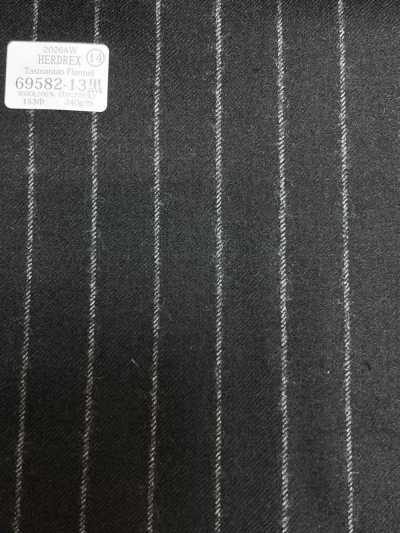 69582-13 26AW HERDREX 【Tasmanian Flannel】 실크 앤 울 검정 스트라이프