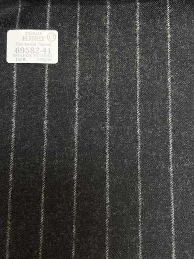 69582-41 26AW HERDREX 【Tasmanian Flannel】 실크 앤 울 차콜 스트라이프