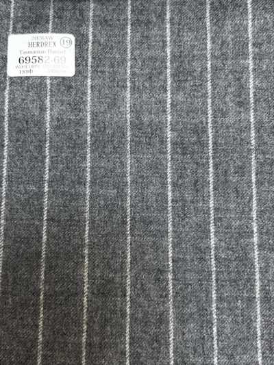 69582-69 26AW HERDREX 【Tasmanian Flannel】 실크 앤 울 라이트그레이 스트라이프