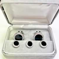 A-1 순은 정장 커프스 &amp; 스터드 세트 오닉스 실버 원형[정장 액세서리] 야마모토 (EXCY) 서브 사진